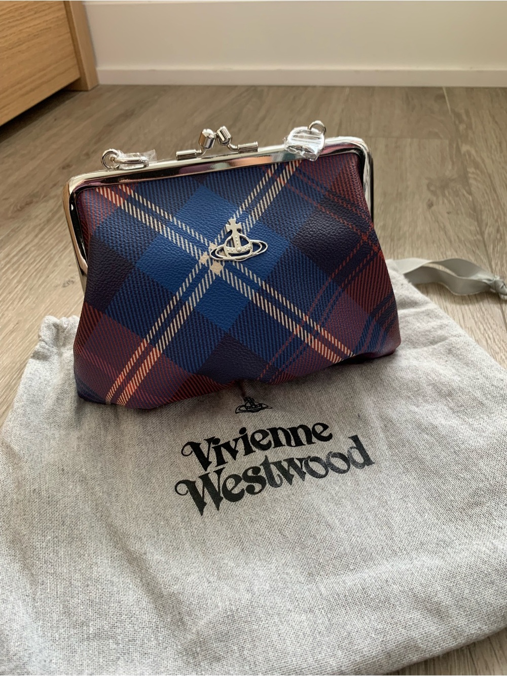 Vivienne Westwood Granny Frame Tartan Plaid Crossbody Bag Brand New